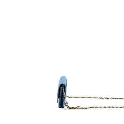Chanel 22C Pearl Crush wallet on chain Denim blue (microchip)