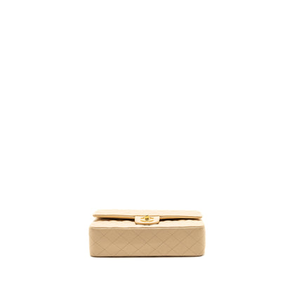 Chanel Medium Classic Double Flat Bag Lambskin Beige