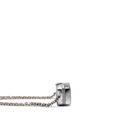 Chanel Mini Quilted Vanity With Giant Chain Lambskin Metallic Grey