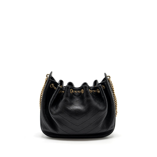 Chanel chevron bucket bag grained calfskin Black