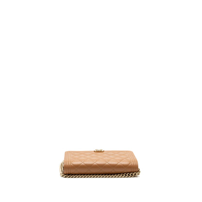 Chanel boy wallet on chain caviar light caramel L (microchip)