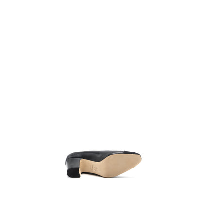 Chanel Size 36.5 Heels Leather/ Fabric Black