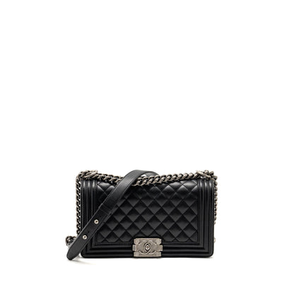 Chanel Medium Boy Bag Caviar Black  (Microchip)