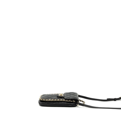 Chanel Phone Holder With Chain Lambskin Black L