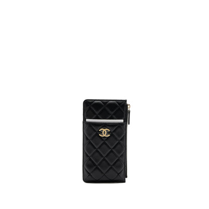 CHANEL LONG ZIP CARD HOLDER wallet Lambskin BLACK L