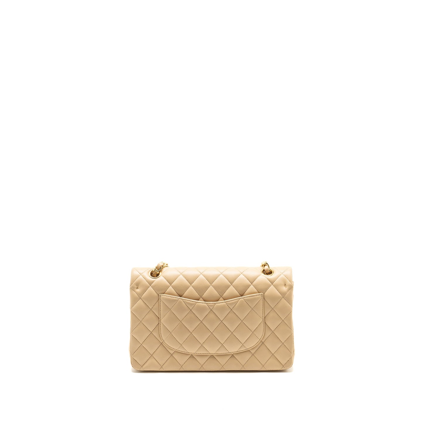 Chanel Medium Classic Double Flat Bag Lambskin Beige
