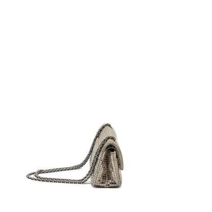 Chanel mini 2.55 reissue flap bag calfskin beige / silver