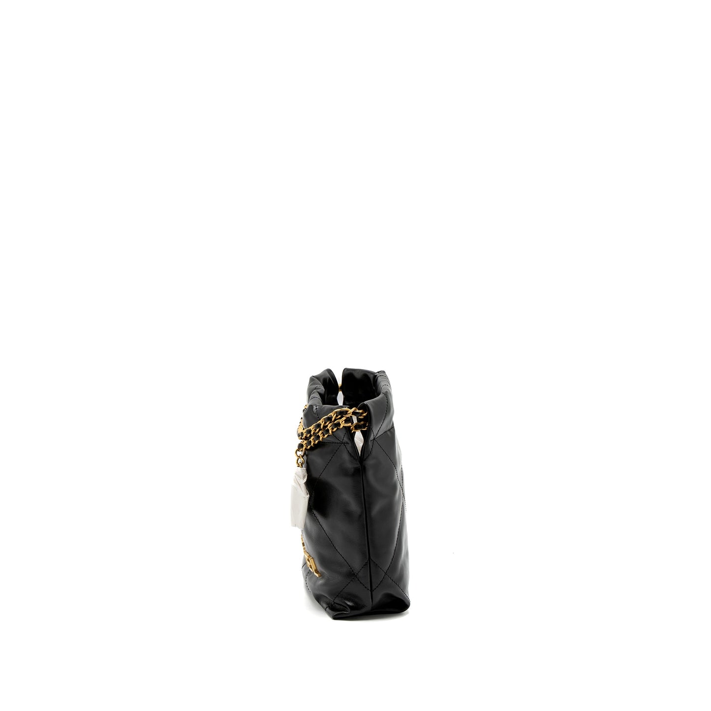Chanel Mini 22 Bag Shiny Calfskin Black Brushed  (Microchip)