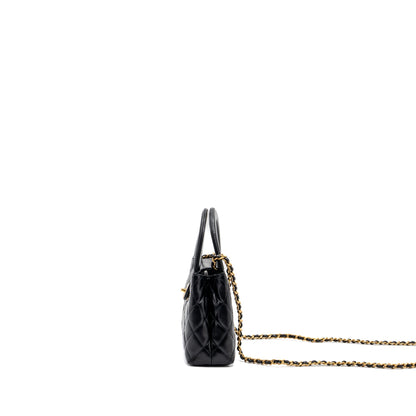 Chanel 23K mini kelly shopping tote bag Calfskin black  (microchip)