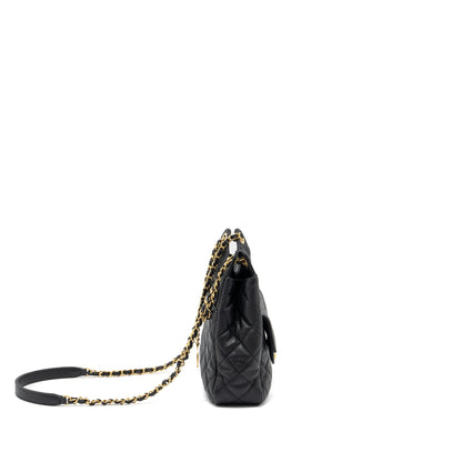 Chanel 23C Hobo Bag Grained Calfskin Black  (Microchip)