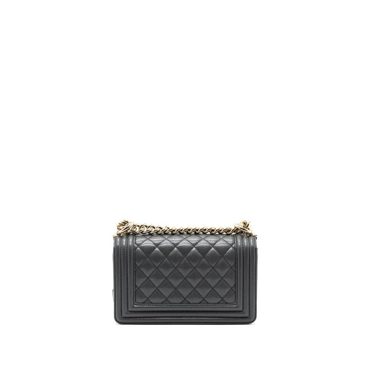 Chanel small boy bag caviar grey L (microchip)
