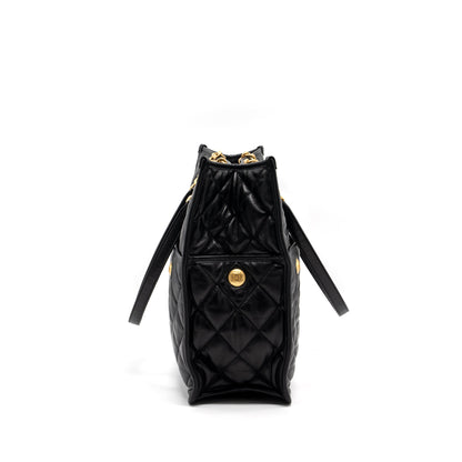 Chanel large tote bag Lambskin black brushed