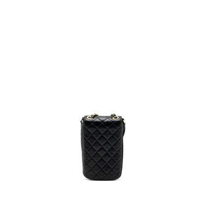 Chanel Phone Holder With Chain Lambskin Black L