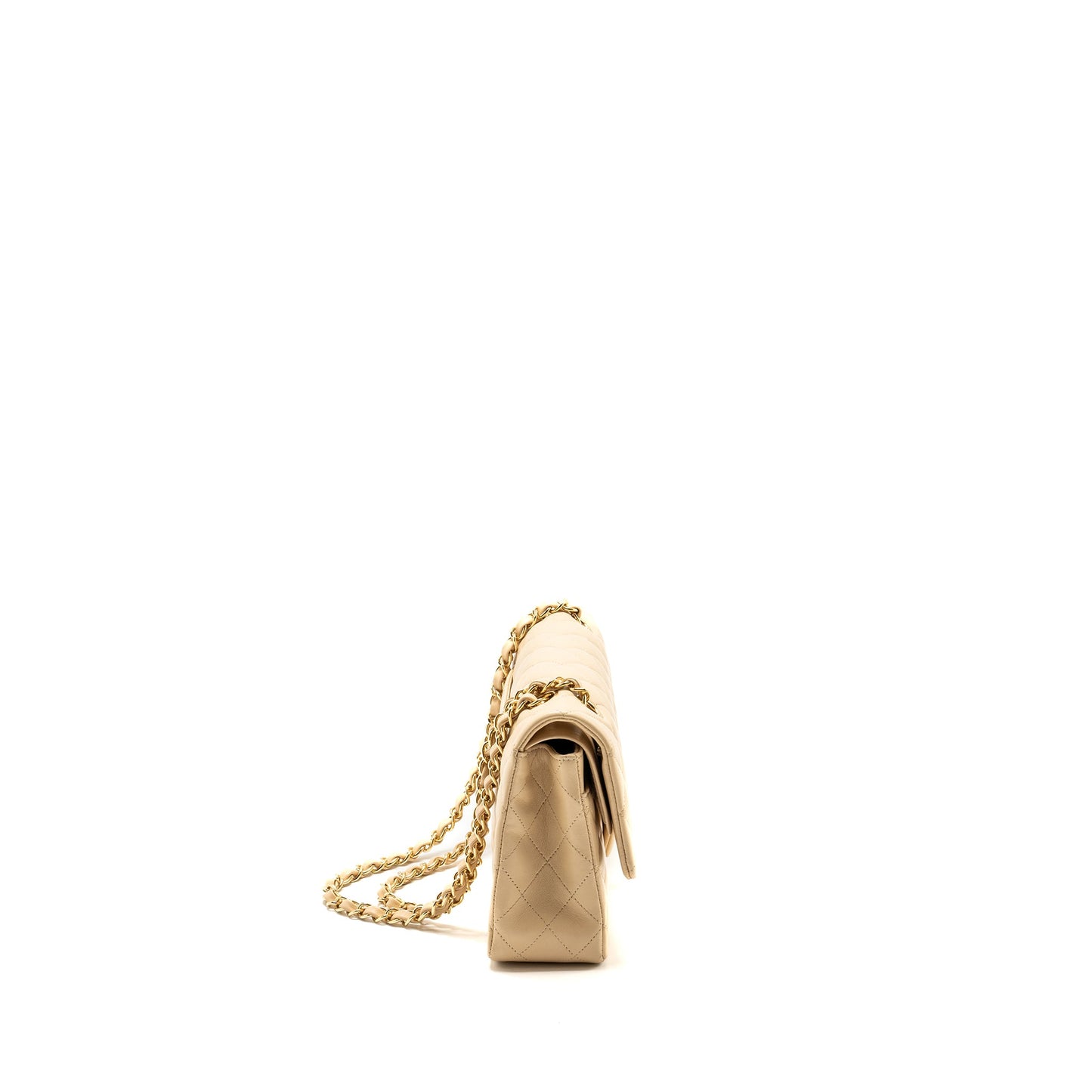 Chanel Medium Classic Double Flat Bag Lambskin Beige