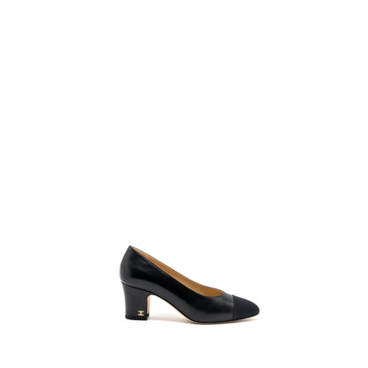 Chanel Size 36.5 Heels Leather/ Fabric Black