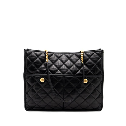 Chanel large tote bag Lambskin black brushed
