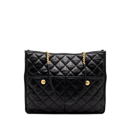 Chanel large tote bag Lambskin black brushed