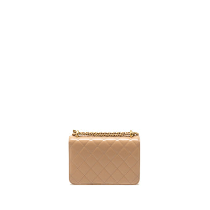 Chanel 21A Gold Crush Flap Bag Calfskin Beige  (Microchip)