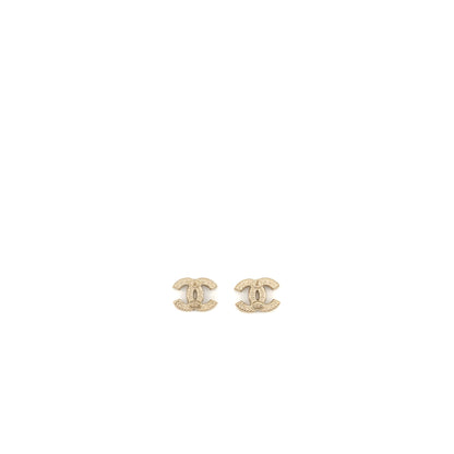 Chanel CC Logo Earrings with Pearl Light Gold Tone