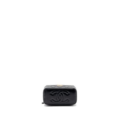 Chanel 24c Gold Crush Long Vanity Case Shiny Calfskin Black  (microchip)