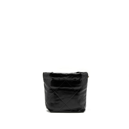 Chanel Mini 22 Bag Shiny Calfskin Black Brushed  (Microchip)