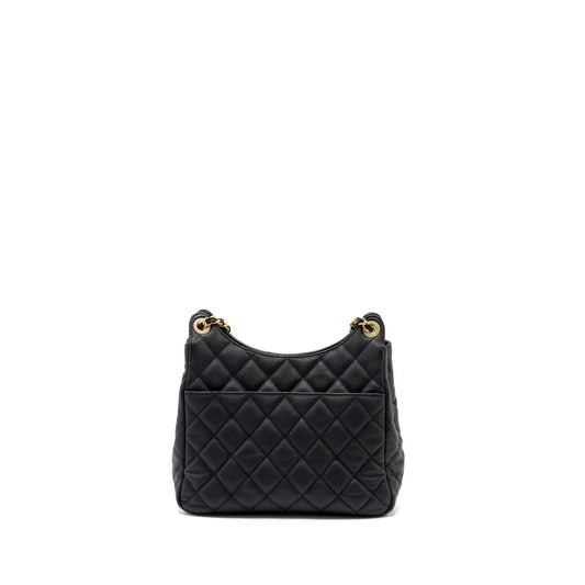 Chanel 23C Hobo Bag Grained Calfskin Black  (Microchip)