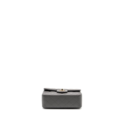Chanel Mini Rectangular Flap Bag Lambskin Grey L (microchip)