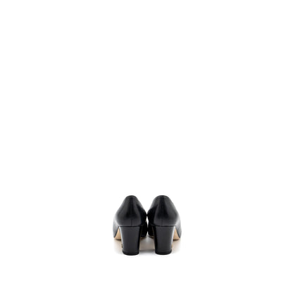 Chanel Size 36.5 Heels Leather/ Fabric Black