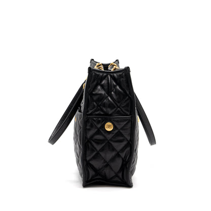 Chanel large tote bag Lambskin black brushed