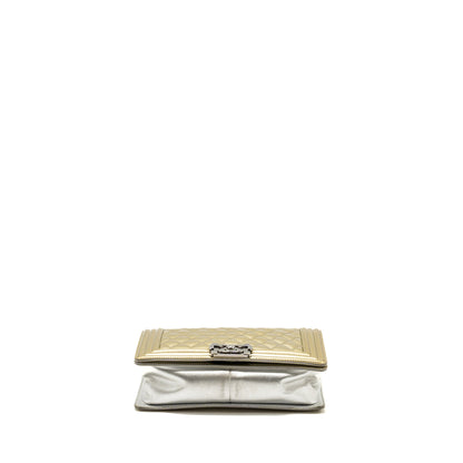 Chanel medium boy bag patent light gold / silver