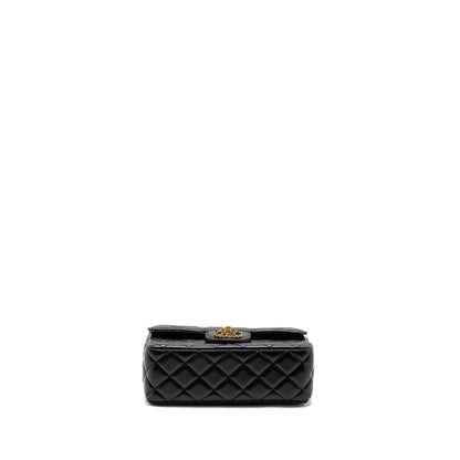 Chanel 24c Detail Top Handle Flap Bag Lambskin Black