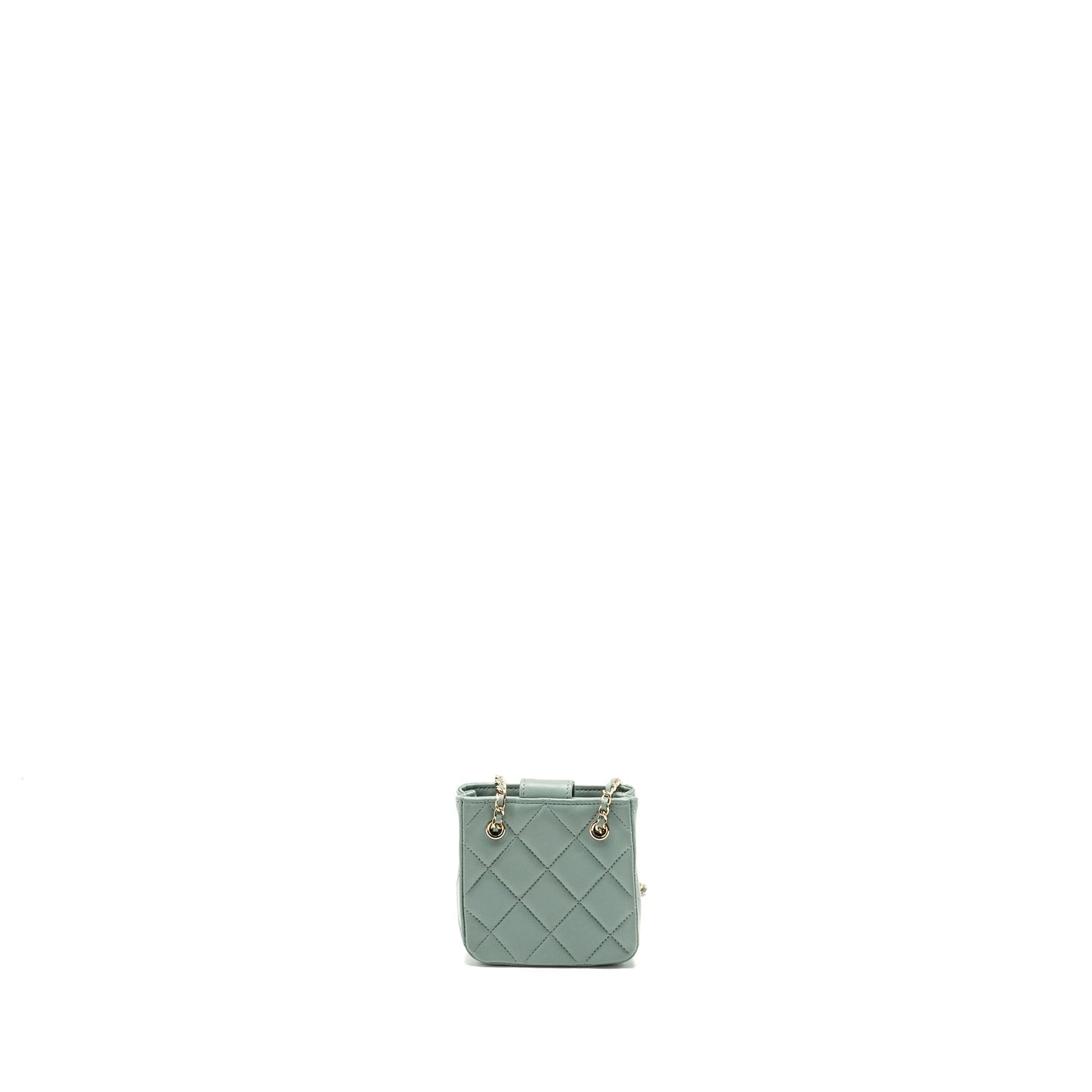 Chanel mini quilted chain bag lambskin light blue L
