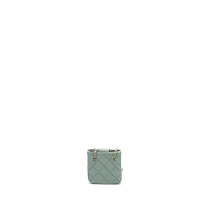 Chanel mini quilted chain bag lambskin light blue L