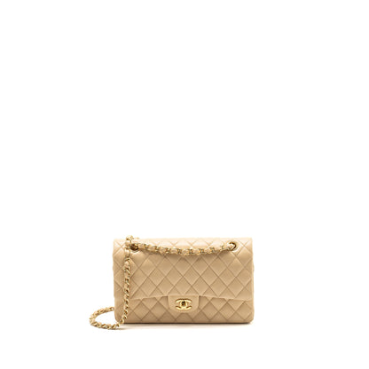 Chanel Medium Classic Double Flat Bag Lambskin Beige