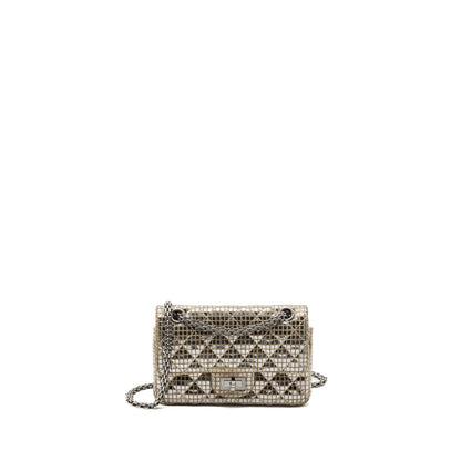 Chanel mini 2.55 reissue flap bag calfskin beige / silver