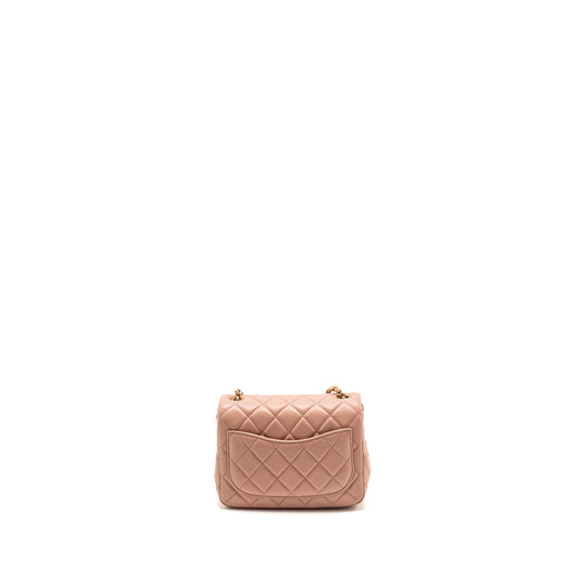 Chanel Pearl Crush Mini Square Flap Bag Lambskin Pink (Microchip)