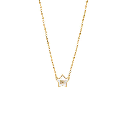 Chanel Star CC Logo Necklace Crystal/Gold Tone