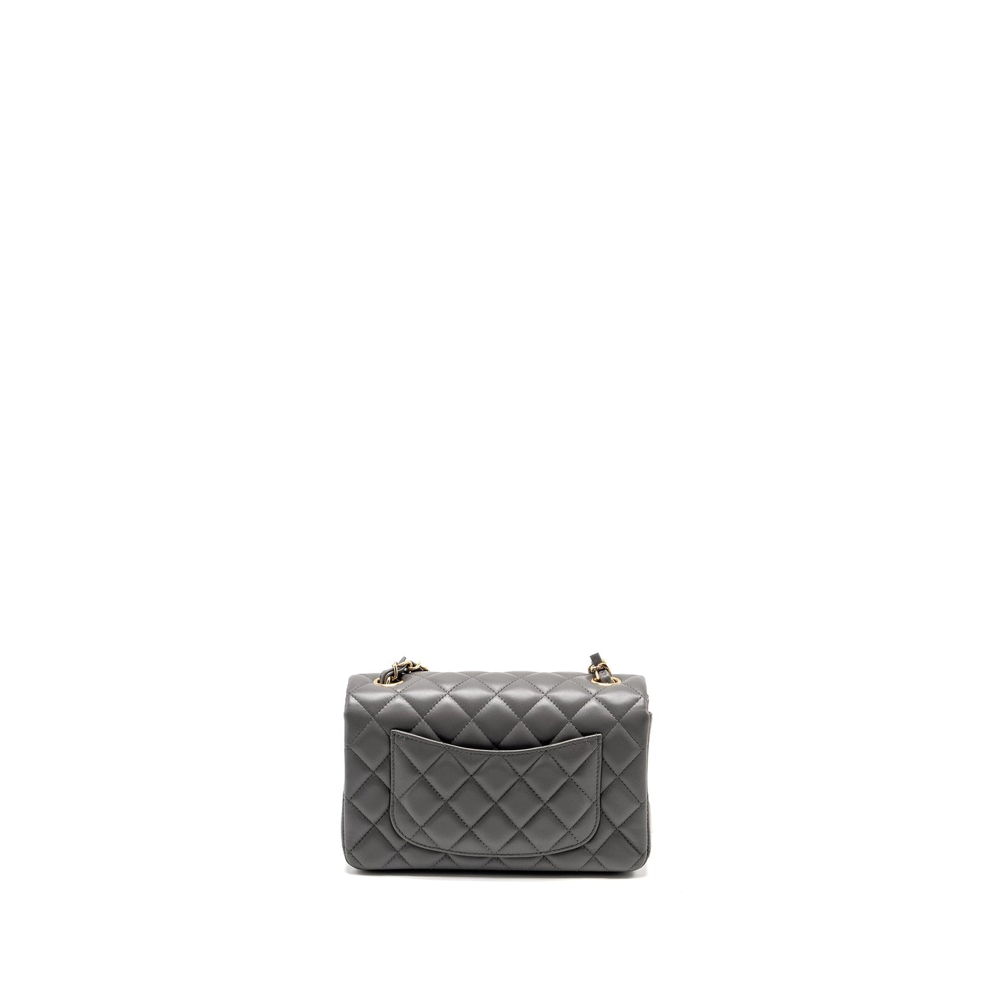 Chanel Mini Rectangular Flap Bag Lambskin Grey L (microchip)