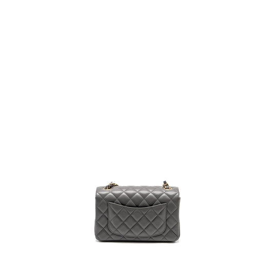 Chanel Mini Rectangular Flap Bag Lambskin Grey L (microchip)