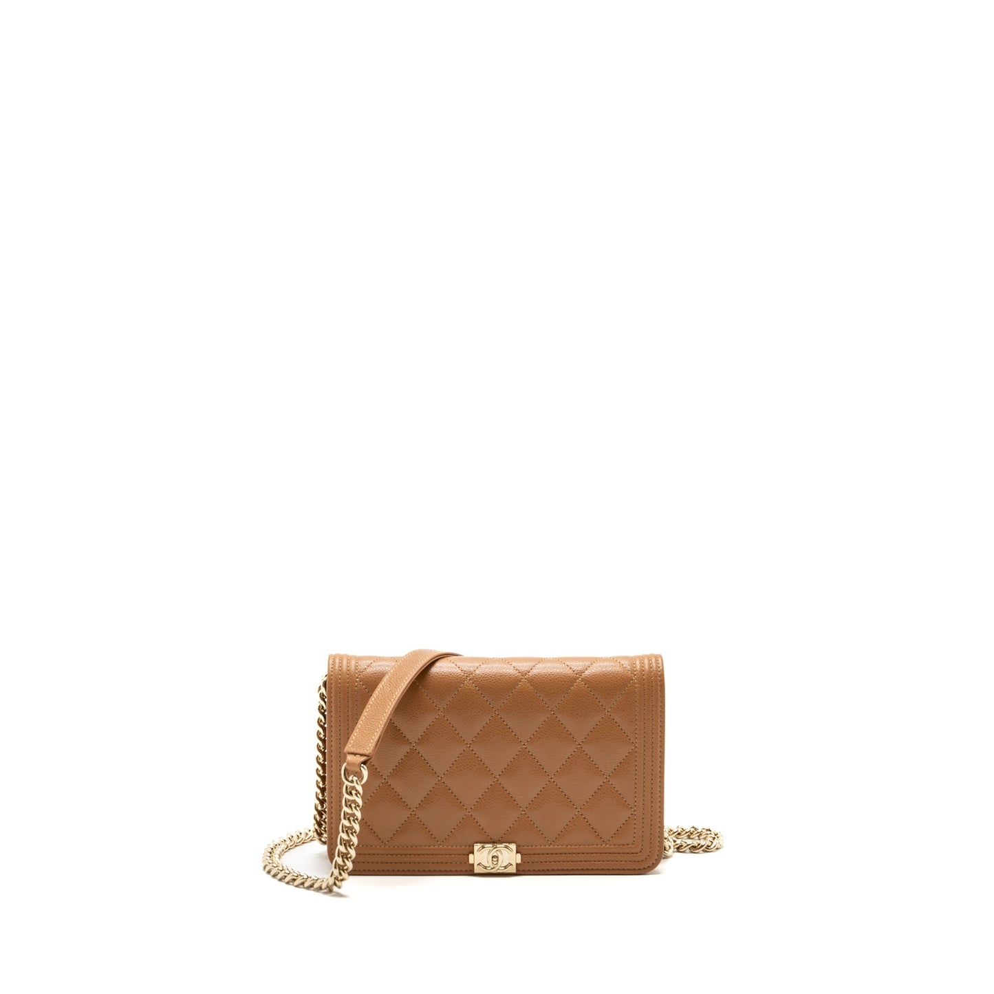 Chanel boy wallet on chain caviar light caramel L (microchip)