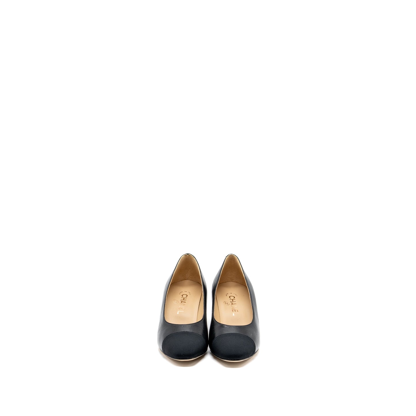 Chanel Size 36.5 Heels Leather/ Fabric Black
