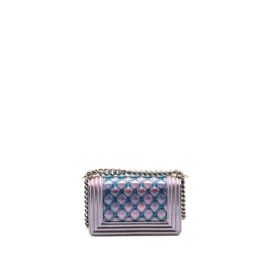 Chanel 18S small boy bag limited PVC / Patent calfskin leather iridescent light purple
