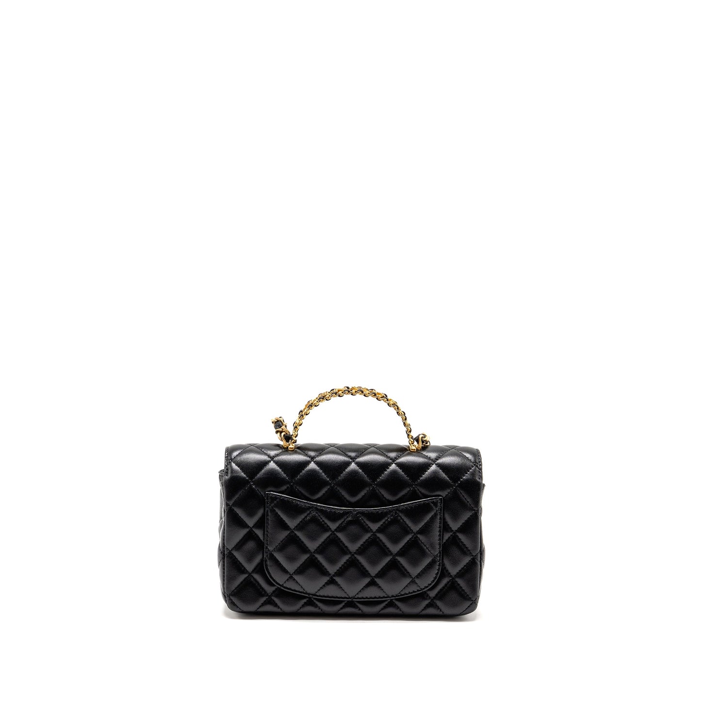 Chanel 24c Detail Top Handle Flap Bag Lambskin Black