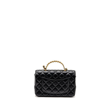 Chanel 24c Detail Top Handle Flap Bag Lambskin Black