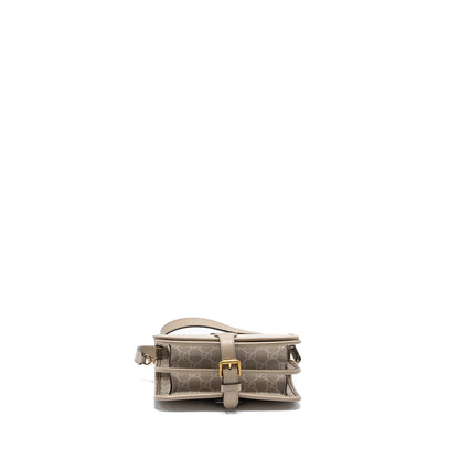 Gucci Interlock GG logo Crossbody messanger bag canvas/ calfskin light grey