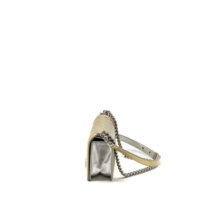 Chanel medium boy bag patent light gold / silver