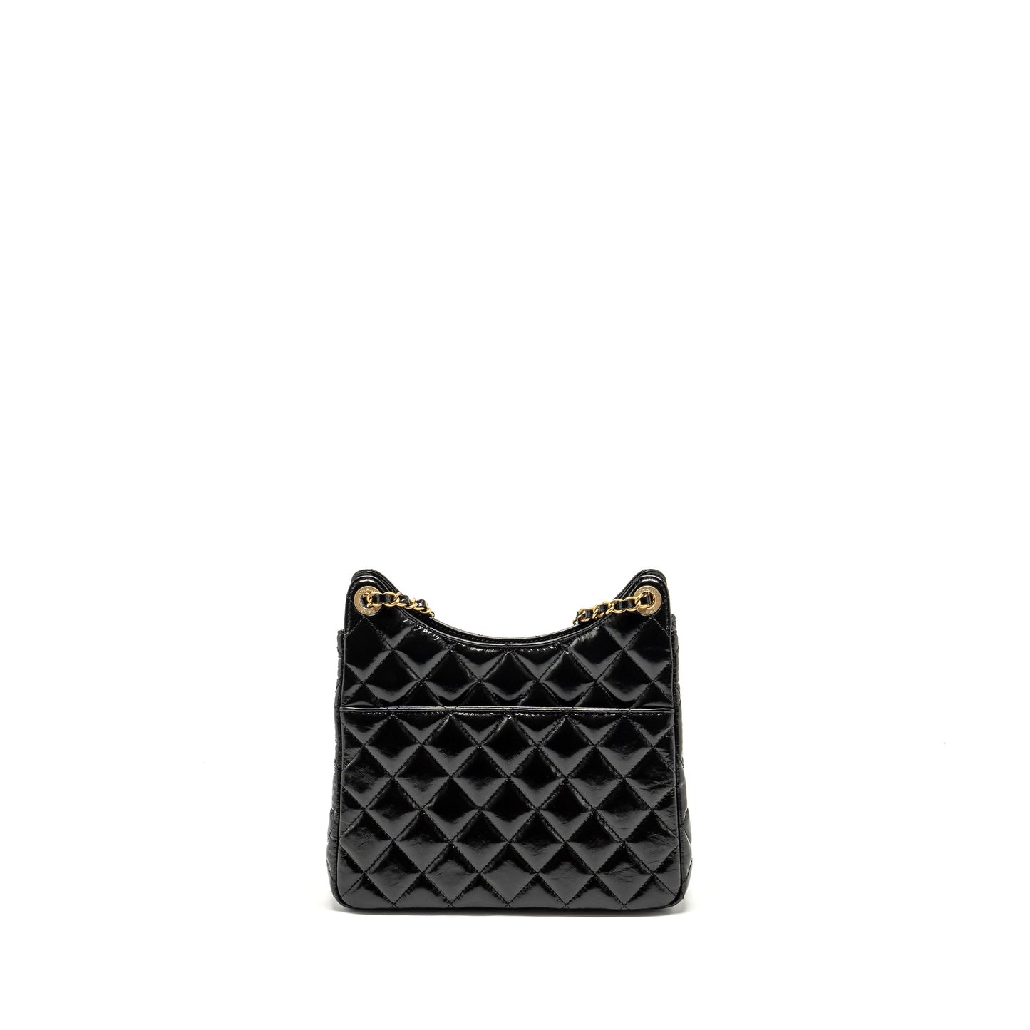 Chanel 23C Hobo Bag Shiny Calfskin Black Brushed  (Microchip)