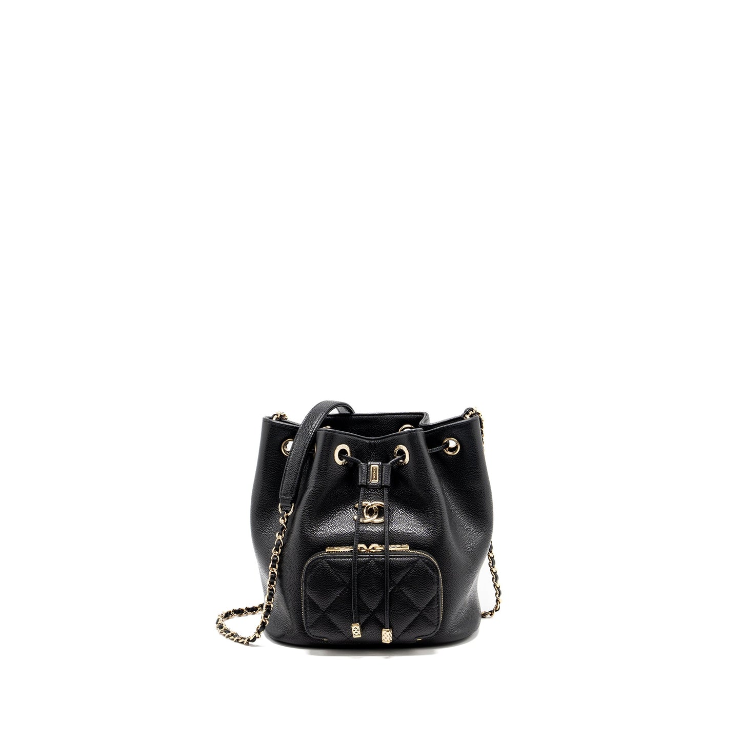 Chanel Business Affinity Drawstring Bucket Bag Caviar Black