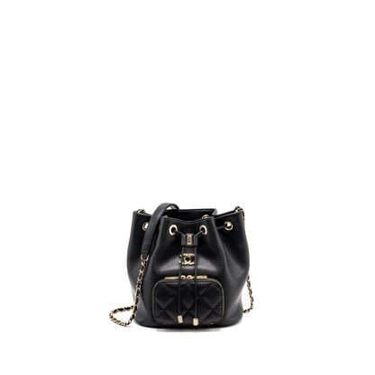 Chanel Business Affinity Drawstring Bucket Bag Caviar Black