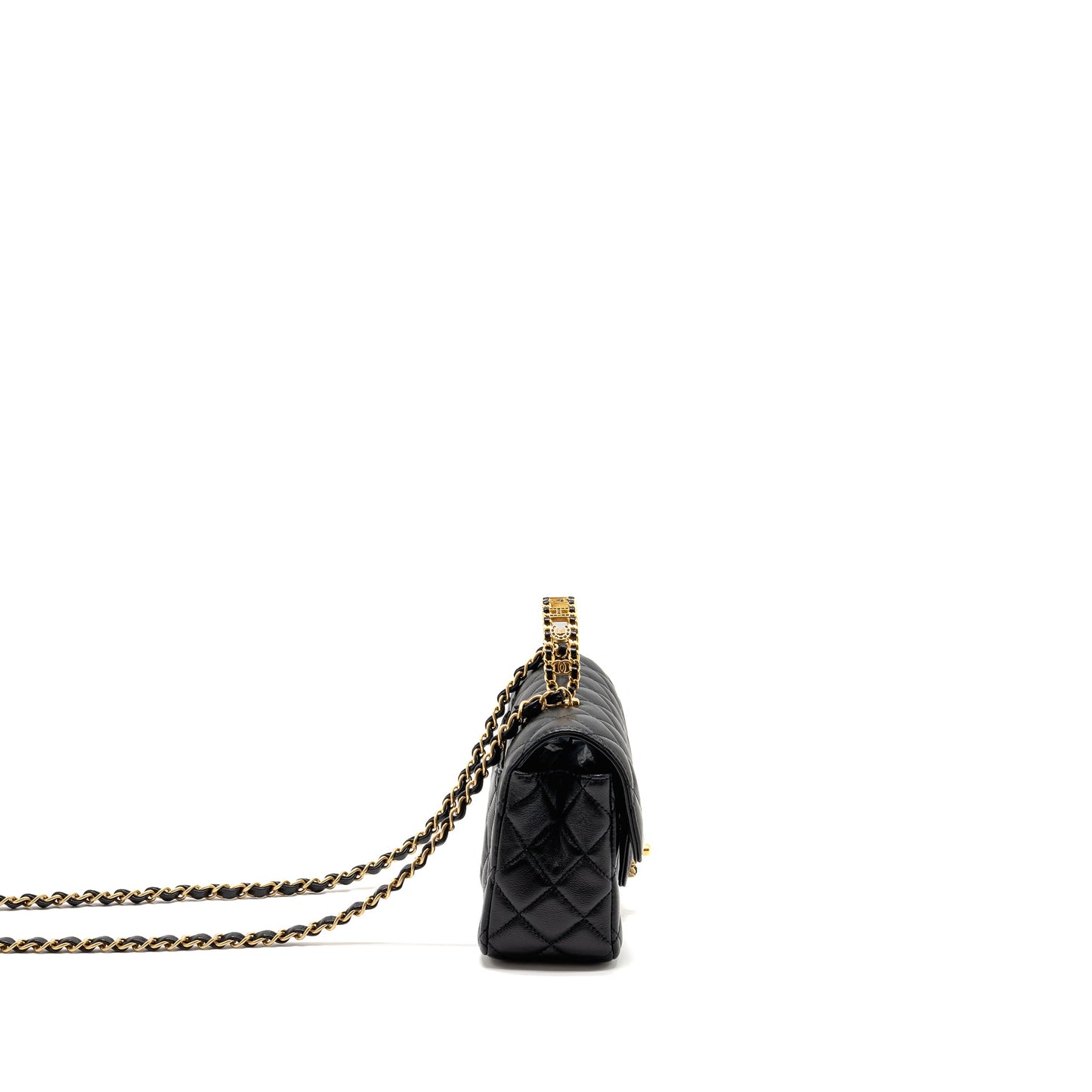 Chanel 24c Detail Top Handle Flap Bag Lambskin Black